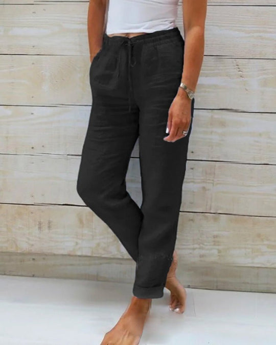 MONIEK™ | Hose mit Gummizug aus Baumwolle und Leinen