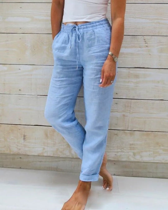 MONIEK™ | Hose mit Gummizug aus Baumwolle und Leinen