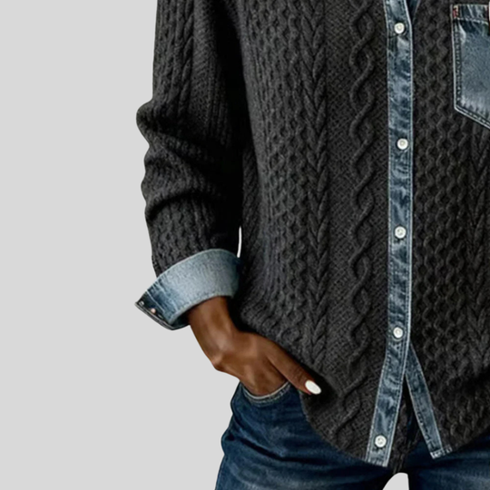 SIMONE™ | Denim Patchwork Shirt
