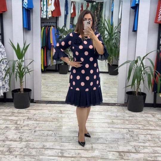 PAMELA™ | Pleated Polka Dot Dress