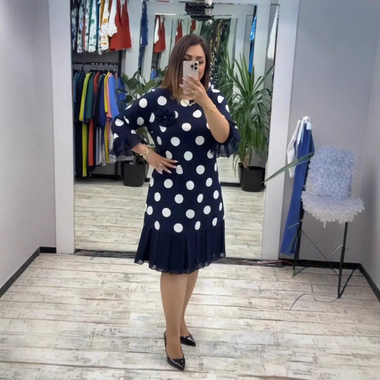 PAMELA™ | Pleated Polka Dot Dress
