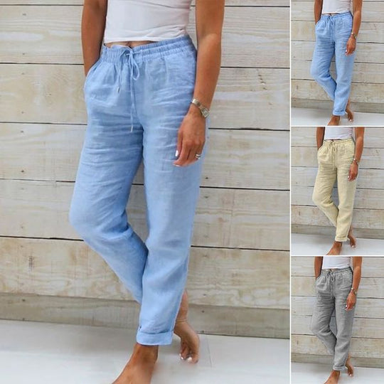 MONIEK™ | Hose mit Gummizug aus Baumwolle und Leinen