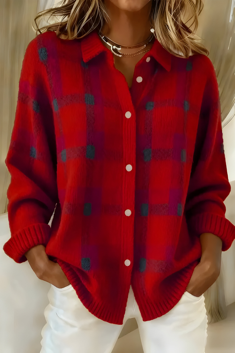BELLA™ | Soft Knitted Checked Cardigan