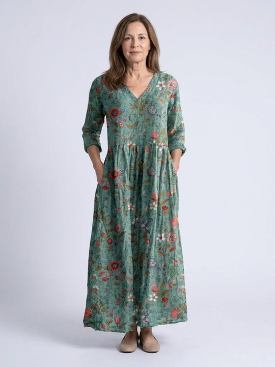 MARLOT™ | Floral Cotton Maxi Dress