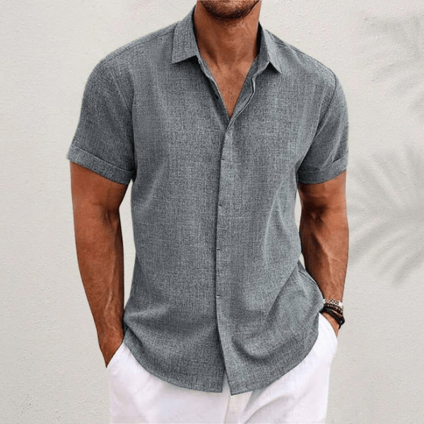 MORGAN™ | Short-sleeved cotton and linen shirt
