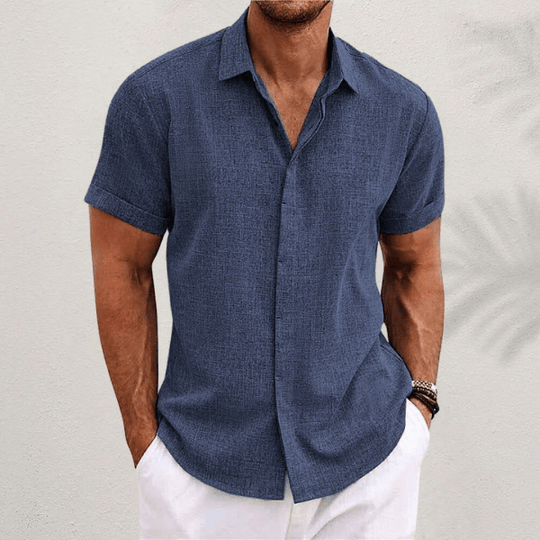 MORGAN™ | Short-sleeved cotton and linen shirt