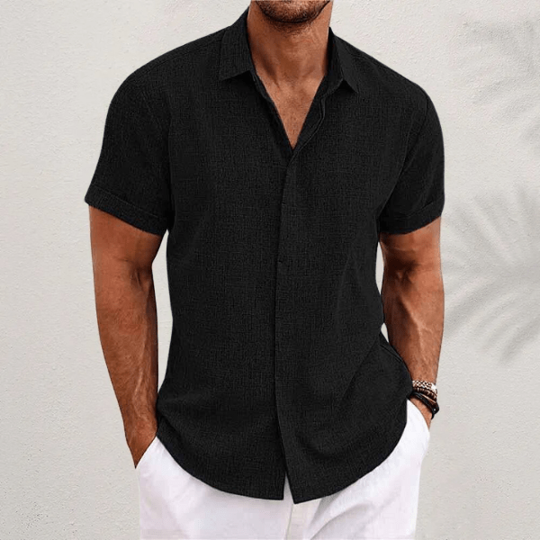 MORGAN™ | Short-sleeved cotton and linen shirt