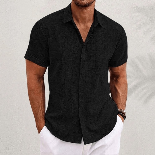 MORGAN™ | Short-sleeved cotton and linen shirt