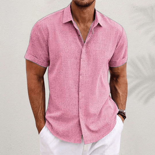 MORGAN™ | Short-sleeved cotton and linen shirt