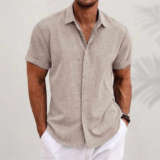 MORGAN™ | Short-sleeved cotton and linen shirt