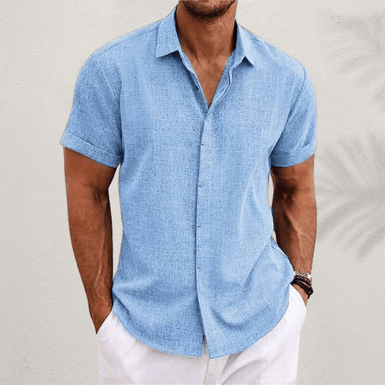 MORGAN™ | Short-sleeved cotton and linen shirt