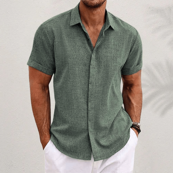 MORGAN™ | Short-sleeved cotton and linen shirt