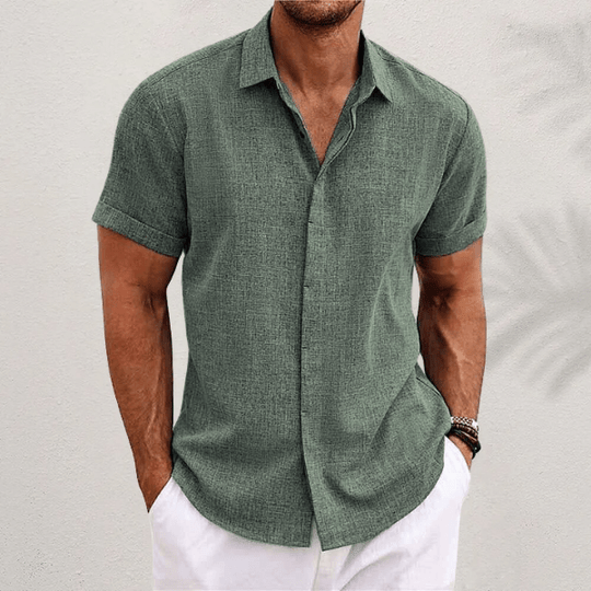 MORGAN™ | Short-sleeved cotton and linen shirt