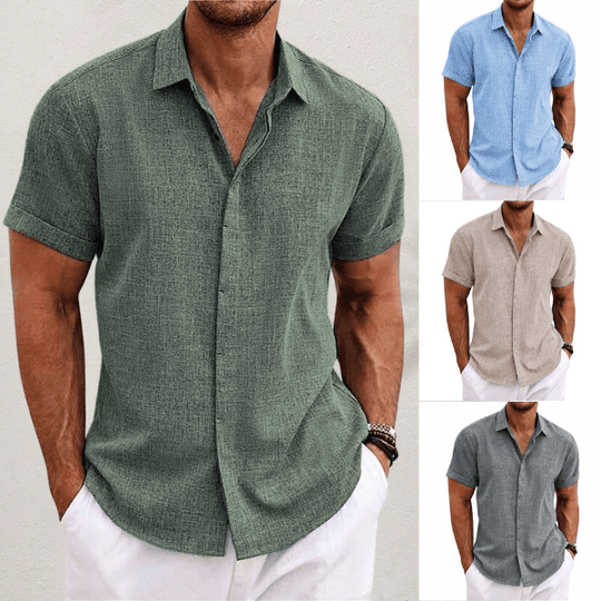 MORGAN™ | Short-sleeved cotton and linen shirt