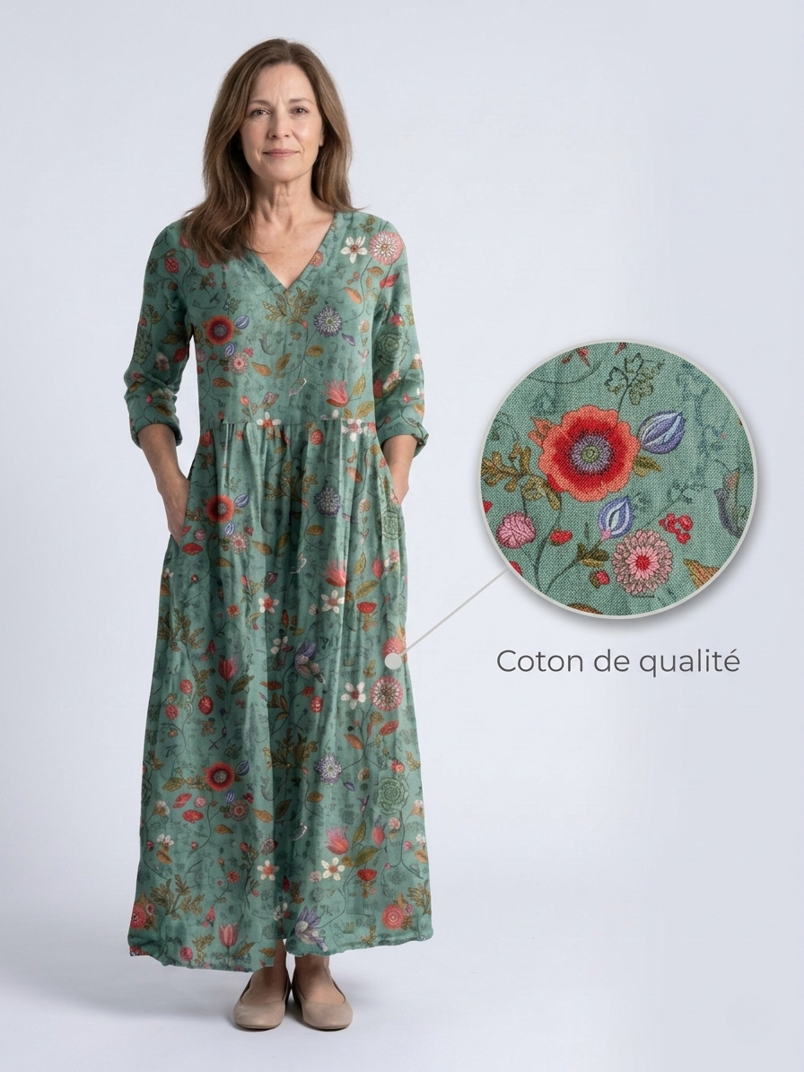 MARLOT™ | Floral Cotton Maxi Dress