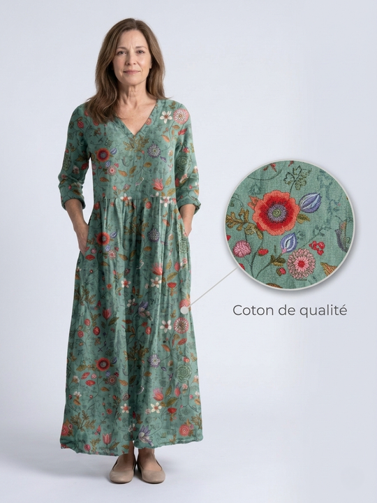MARLOT™ | Floral Cotton Maxi Dress