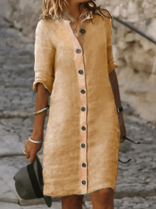 MAAIKE™ | Frühling Langes Knopfkleid