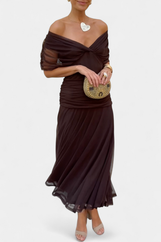 LUIZA™ | Long Floral V Neck Dress