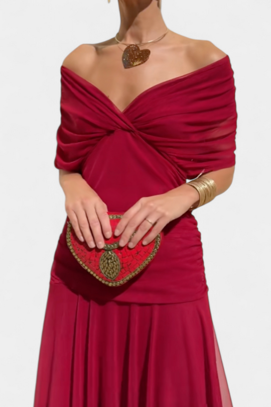 LUIZA™ | Long Floral V Neck Dress