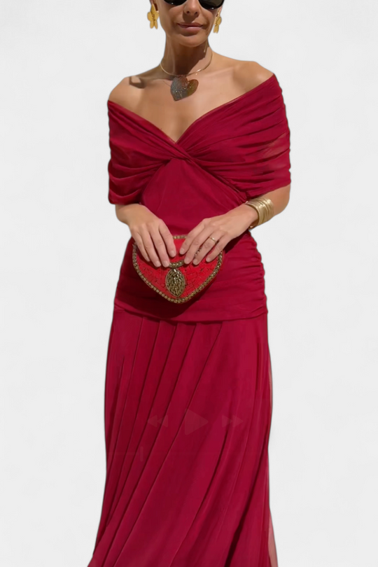 LUIZA™ | Long Floral V Neck Dress