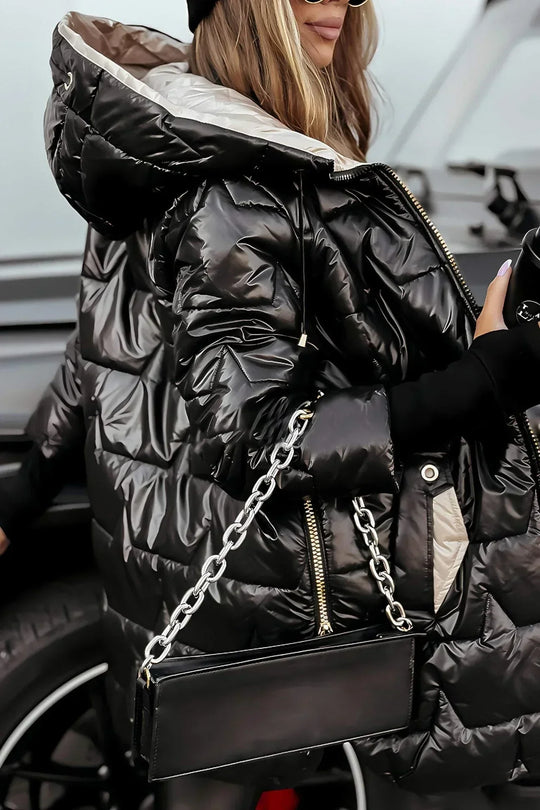 LINA™ | Long, warm quilted jacket with generous hood
