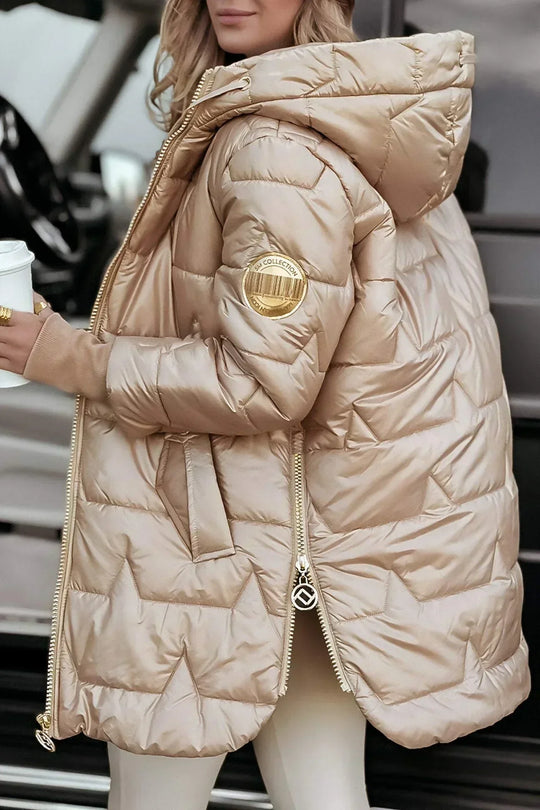 LINA™ | Long, warm quilted jacket with generous hood